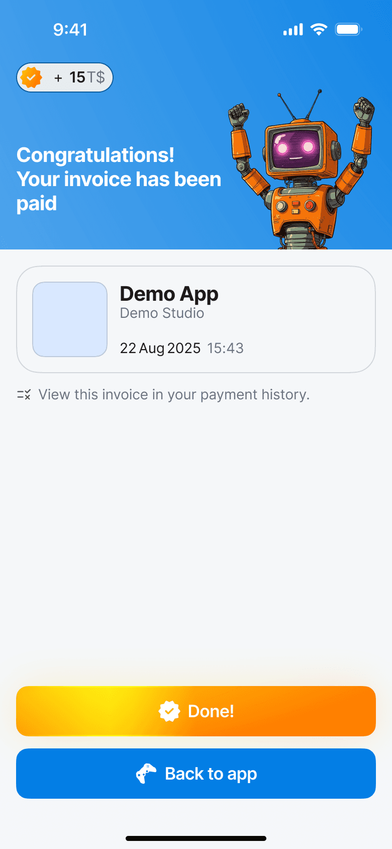 Completed payment state
